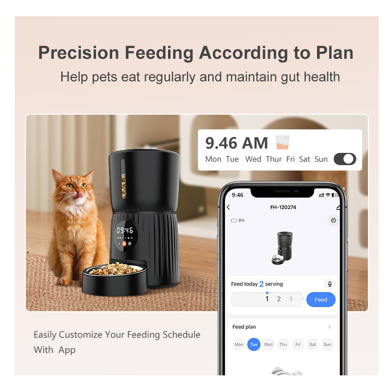 Tuya Dog Cat Smart Pet Food Bowl Dispenser Auto Connected Feeder 4L Wifi App Remote Control Automatic Pet Feeder With button