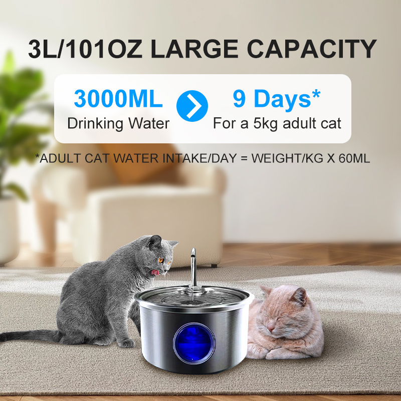 Pet Water Dispenser Stainless Steel Cat Water Feeder Fountain Automatic Circulation Electronic Pet Supplies Smart Drinking Dog