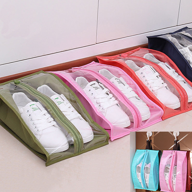 Wholesale PVC Waterproof Nylon Shoe Storage Bag Zipper Shoe Dust Bag