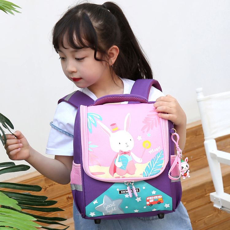 Lightweight Cute Rabbit Crocodile Print Kindergarten Student Backpack Cartoon Children School Bags