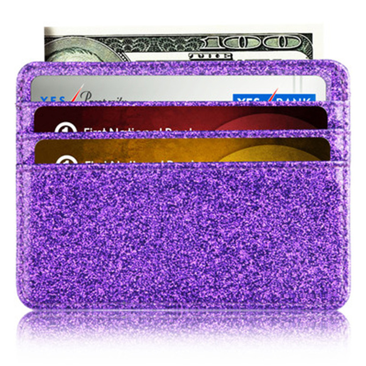 Multi-card Shiny Glitter PU Leather Ultra-thin Card Holder Bling Bling RFID Anti-magnetic Credit Card Bag