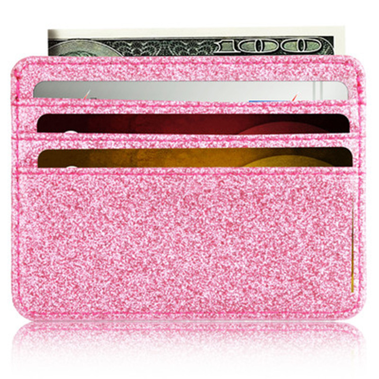 Multi-card Shiny Glitter PU Leather Ultra-thin Card Holder Bling Bling RFID Anti-magnetic Credit Card Bag