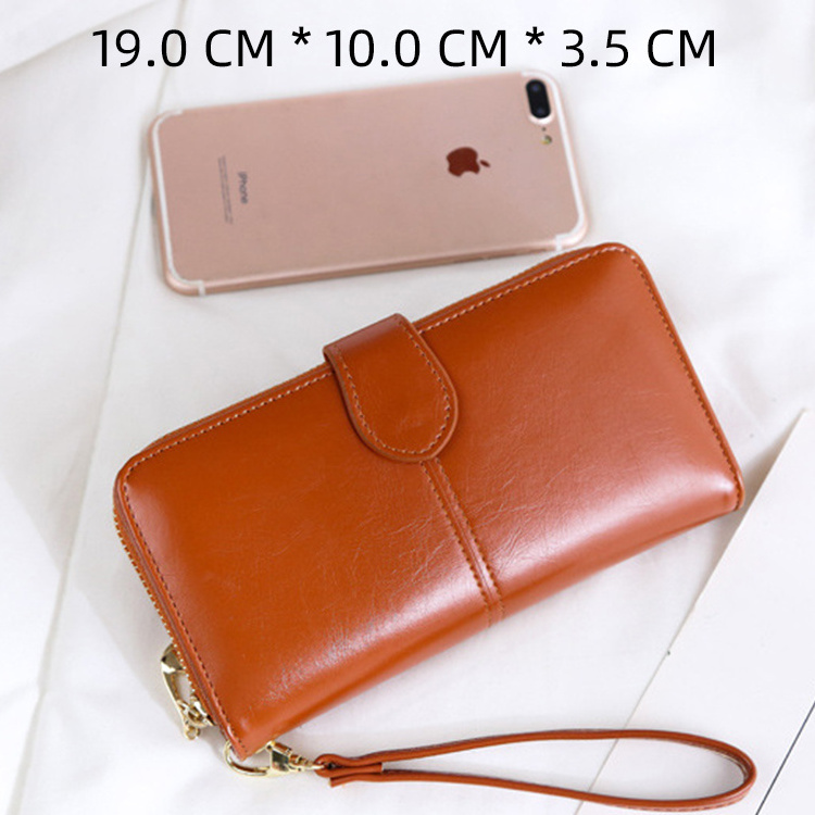 PAXDUN Portable Multi-card Position Women Men Purse Money Bag Oil Wax Leather Retro Long Wallet