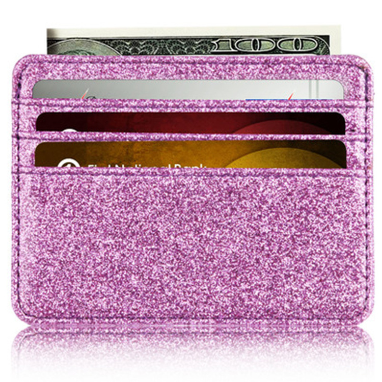 Multi-card Shiny Glitter PU Leather Ultra-thin Card Holder Bling Bling RFID Anti-magnetic Credit Card Bag