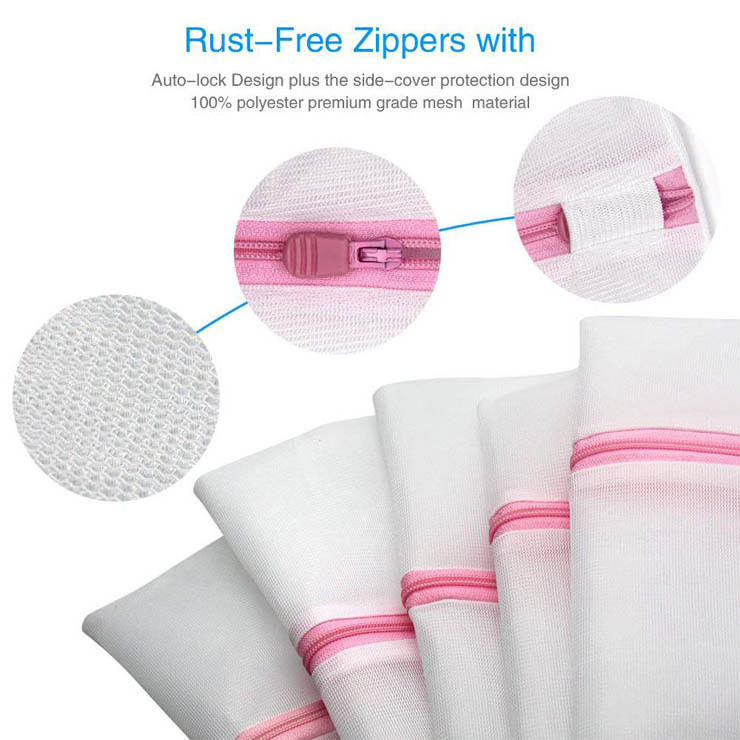 Wholesale Reusable Zipper Heavy Duty commercial Hotel Travel Net Mesh Laundry Wash Bag for Clothes Bra Lingerie Sock