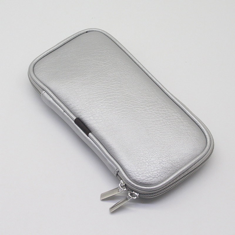 Custom Logo Luxury Portable Silver Waterproof Pu Leather 12Pcs Makeup Brush Set Storage Bag With Zipper For Travel