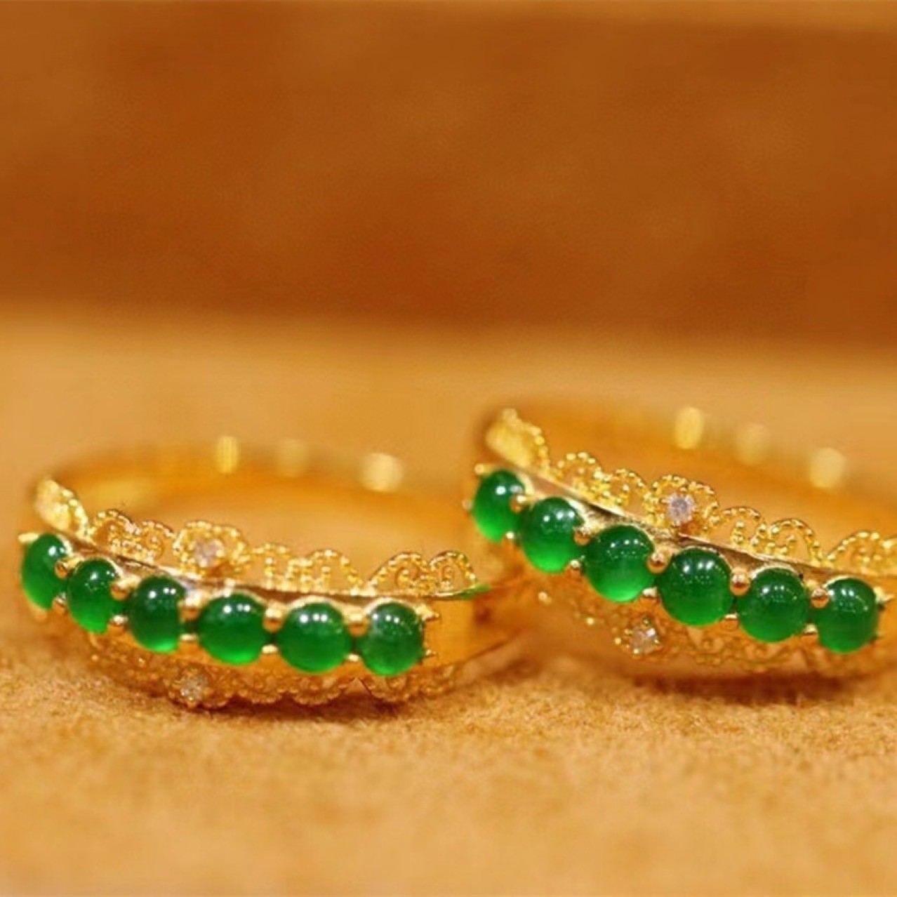 Rreal Au750 Yellow Gold 18k Pure Gold Inlaid Emerald Women's Ring