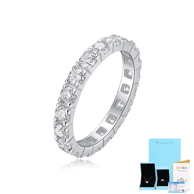 Luxury Designer Cheap Gift White Gold Plated 5925 Silver 3mm Moissanite Diamond Wedding Ring  For Man And Woman