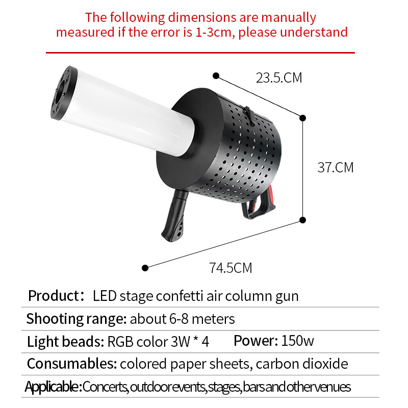 Patton Stage /Party Cool Confetti Gun Three Head Electric Confetti Cannon Gun Co2 Jet Machine