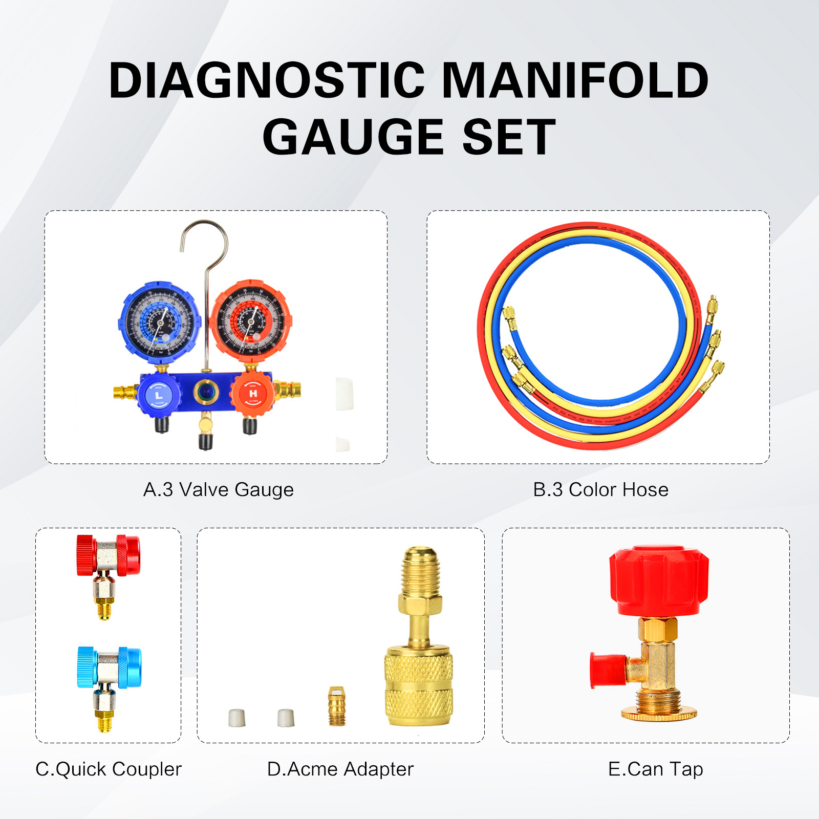 P PBAUTOS 3.5CFM Air Condition Repairing Set 3.5CFM Vacuum Pump And Manifold Gauge Vacuum Pump Set