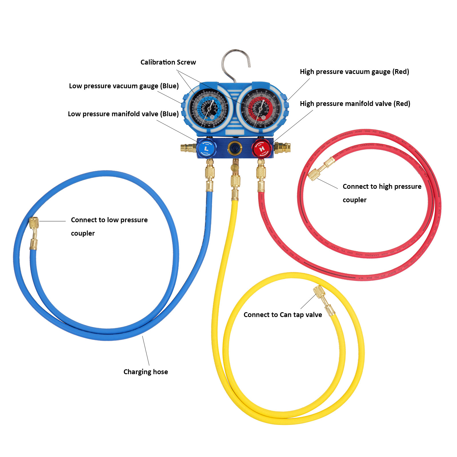 P PBAUTOS 2-way AC Aluminum Refrigeration R410, R134A, R12, R22  Manifold Gauge