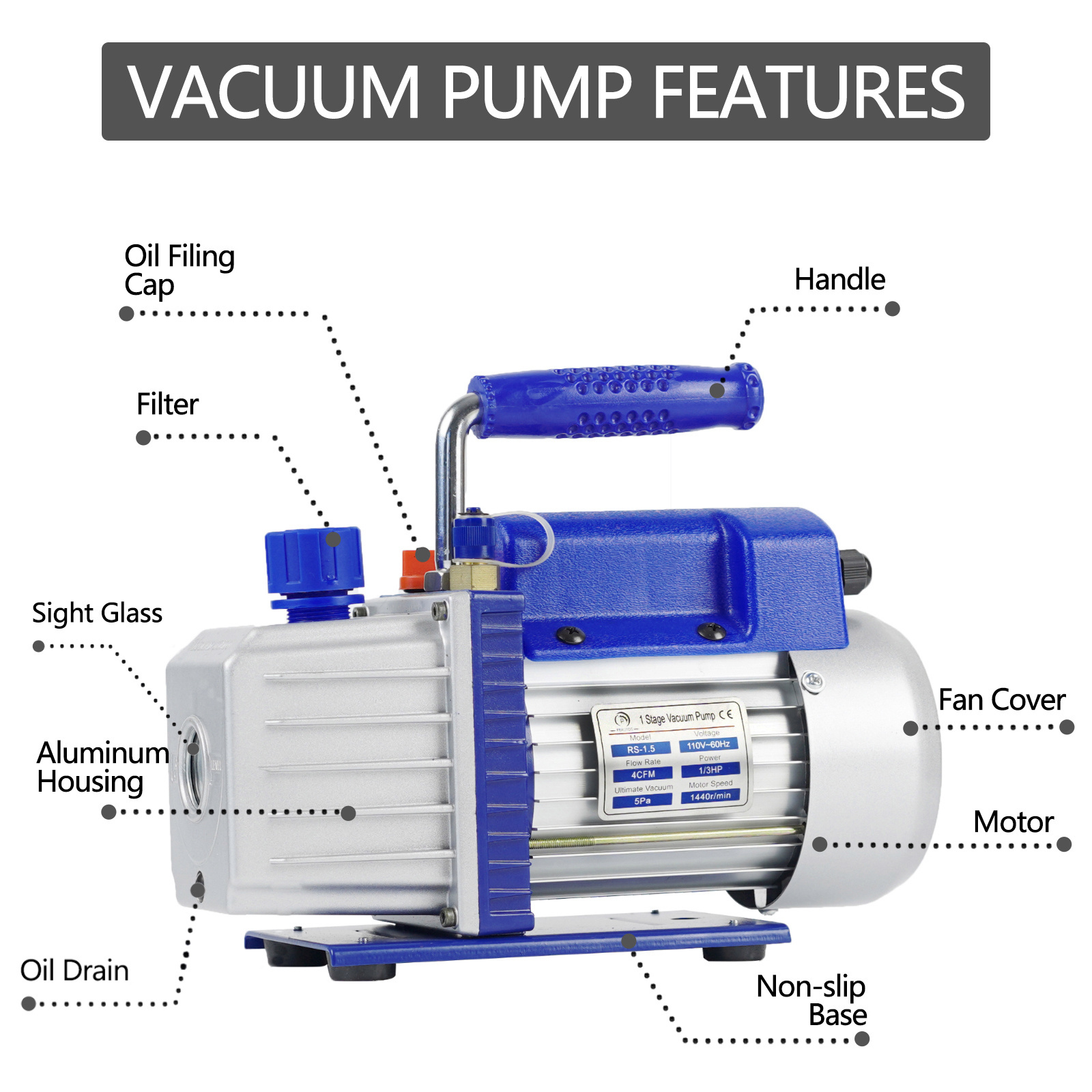 P PBAUTOS 3.5CFM Air Condition Repairing Set 3.5CFM Vacuum Pump And Manifold Gauge Vacuum Pump Set