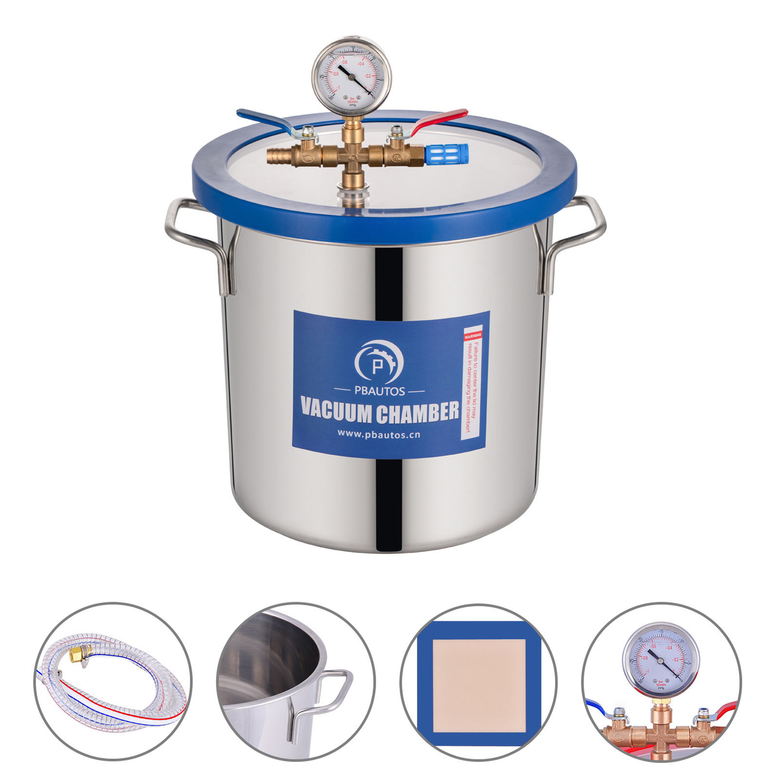 3 Gallon 11.4L Stainless Steel Degassing Vacuum Chamber for Resin Casting, Degassing Silicones, Epoxies and Wood Stabilization