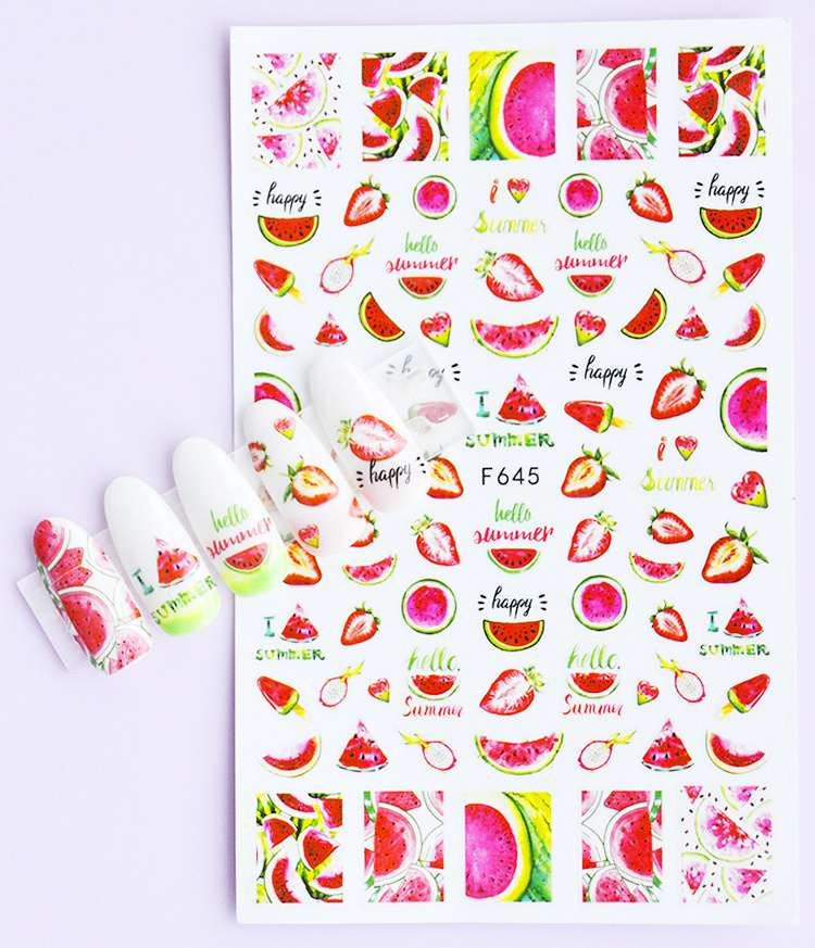 Hot Selling Summer styles Mix Fruits Sunflower nail art sticker