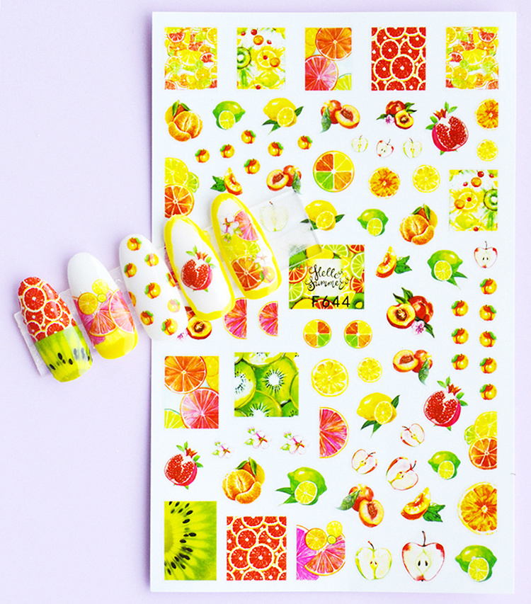 Hot Selling Summer styles Mix Fruits Sunflower nail art sticker