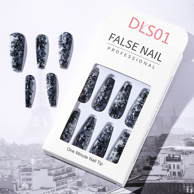 24pcs/Set Detachable Long Coffin Fake Nails European Rainbow Ballerina Full Nail Art Tips Colorful Beauty Artificial False Nails