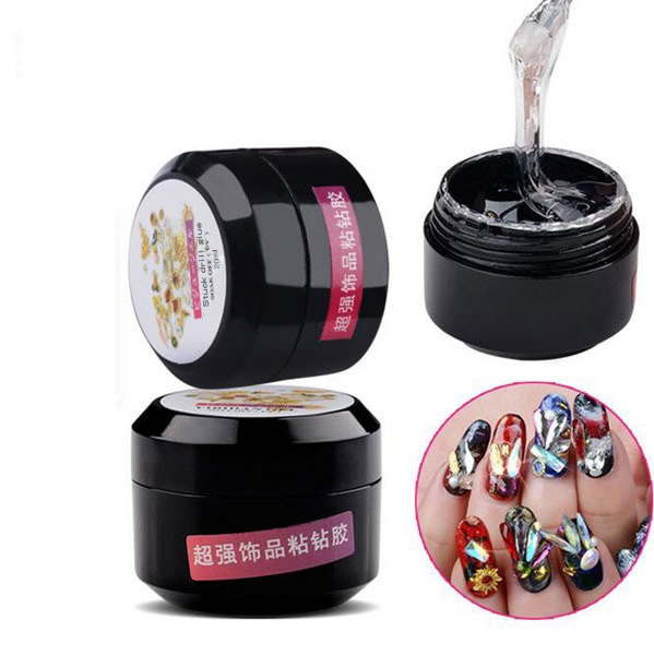 20ml Nail Art Rhinestone Gel Glue Super Sticky No Wipe Top Coat Gel Nail Polish Glue For Rhinestone Crystal Decoration