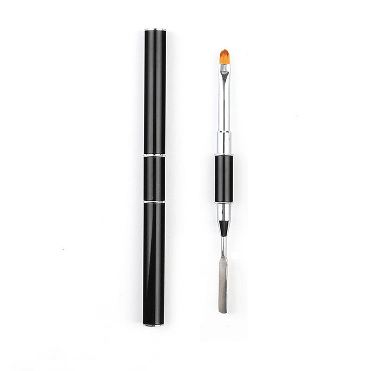 Double-ended nail brush with toner knife Take glue and embossed round tip brush Metal pole nail brush