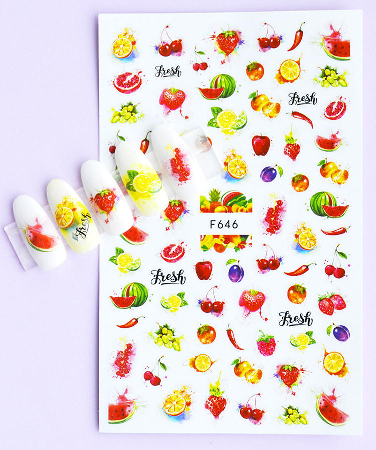 Hot Selling Summer styles Mix Fruits Sunflower nail art sticker