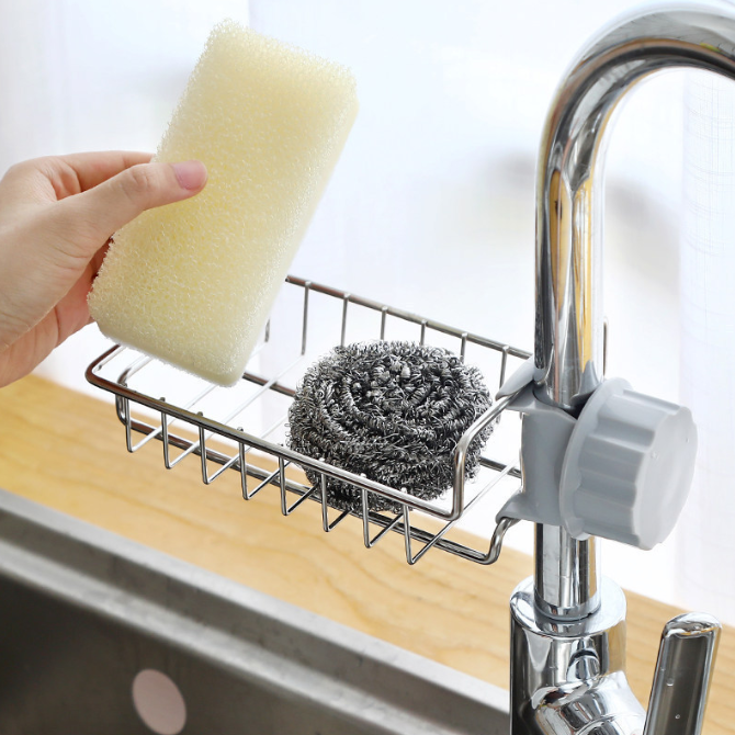 Stainless Steel Faucet Storage Racks Adjustable Sink Sponge Draining Rack Kitchen Bathroom Soap Storage Holders Shelves