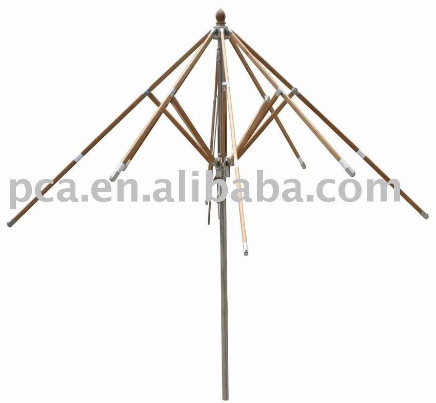 outdoor umbrella (s/s pole teak wood rib)