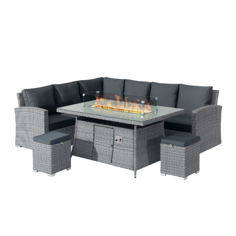 Hot Sale Rattan Furniture Multifunctional Wicker Fire Pit Table Set Outdoor Patio Furniture