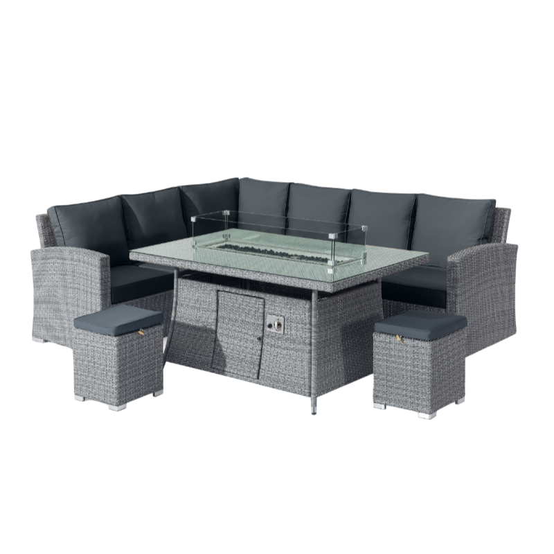 Hot Sale Rattan Furniture Multifunctional Wicker Fire Pit Table Set Outdoor Patio Furniture