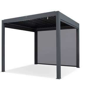 Pergola Black Modern Alu Pergola With Adjustable Canopy Manual Retractable Bioclimatic Pergola