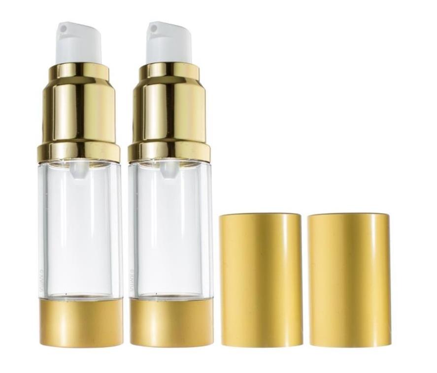 luxury 100ml 50ml 15ml refillable cosmetic twist vacuum airless serum oil lotion spray pump bottle 30ml 120ml black and gold