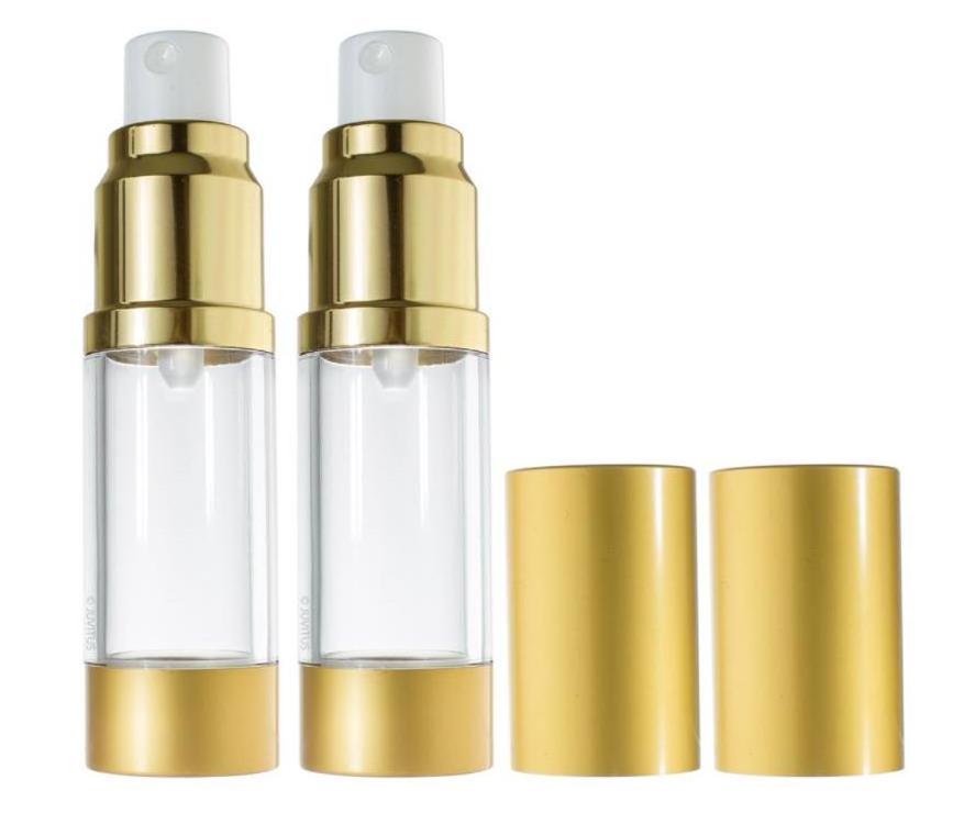 luxury 100ml 50ml 15ml refillable cosmetic twist vacuum airless serum oil lotion spray pump bottle 30ml 120ml black and gold