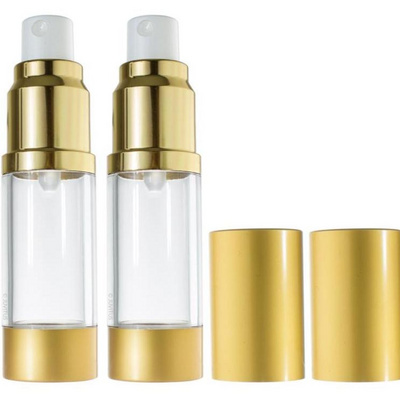 luxury 100ml 50ml 15ml refillable cosmetic twist vacuum airless serum oil lotion spray pump bottle 30ml 120ml black and gold