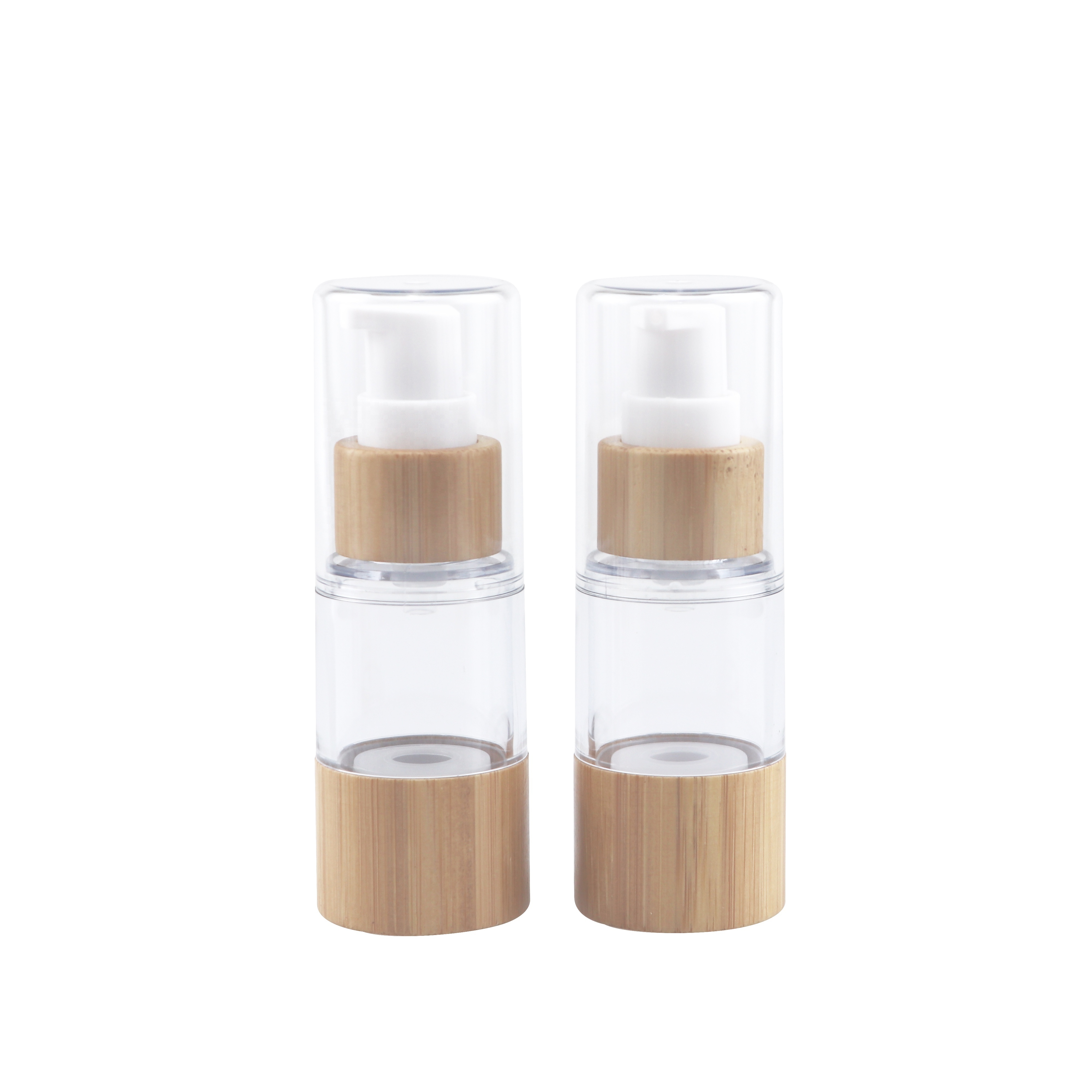 Eco friendly bamboo cosmetic packaging 30Ml 50Ml 100Ml Airless Pump Lotion Bottle Cosmetic Plastic Airless Bottle