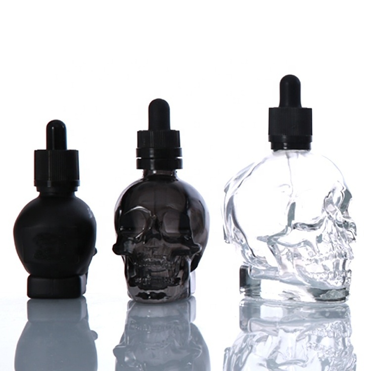 1oz 2oz 120ml spray bottles perfume beard oil 30ml 60ml small clear colour frosted black color shaped skull glass dropper bottle