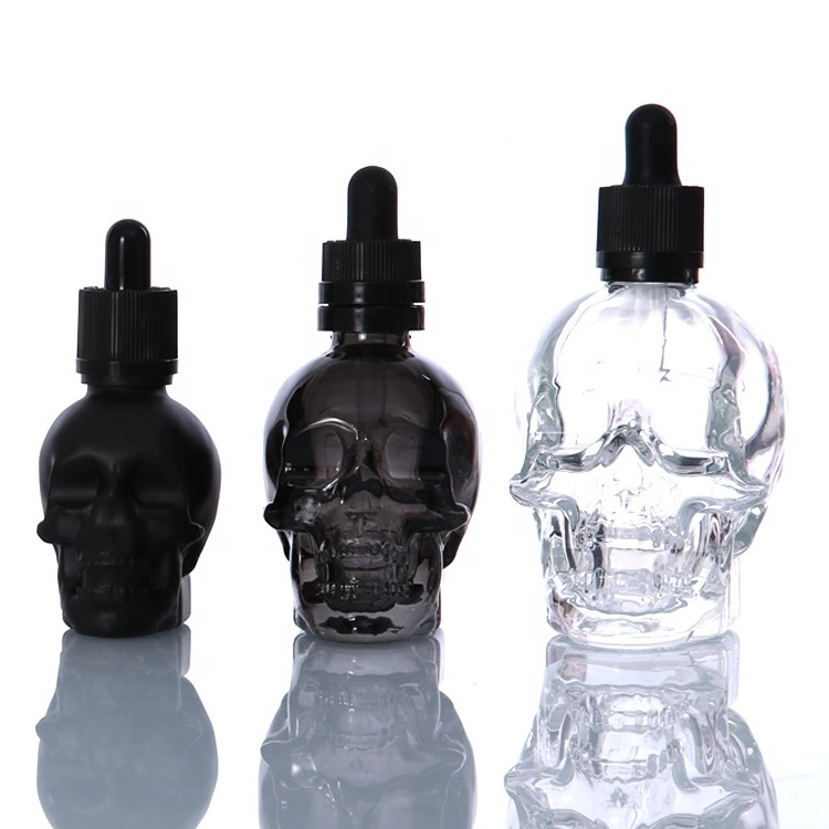 1oz 2oz 120ml spray bottles perfume beard oil 30ml 60ml small clear colour frosted black color shaped skull glass dropper bottle