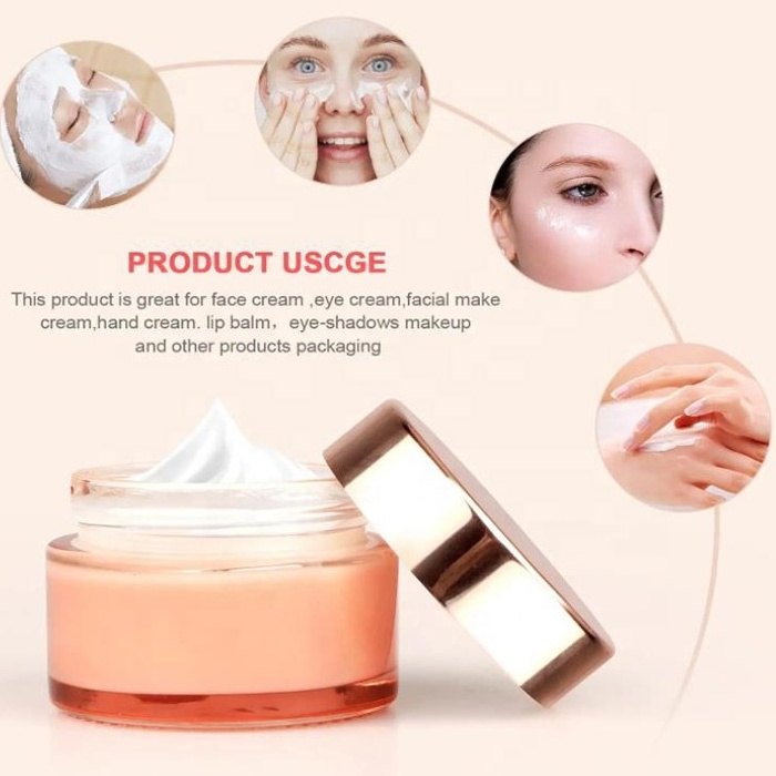 Luxury 30ml 50 ml  60ml 100ml Frosted Cosmetic Packaging Round glass Container Cream Glass Jar With UV Gold Lid