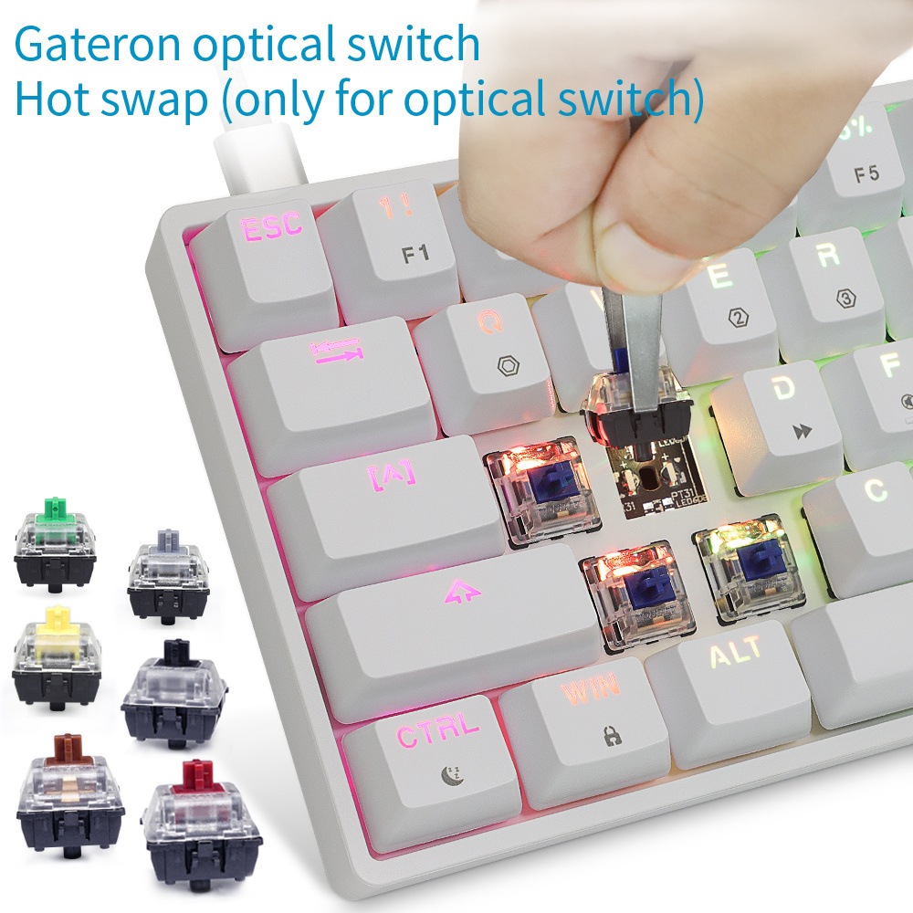 Skyloong hotsale GK61 SK61 RGB 60% hotswap 61keys teclado  gateron yellow/red switch