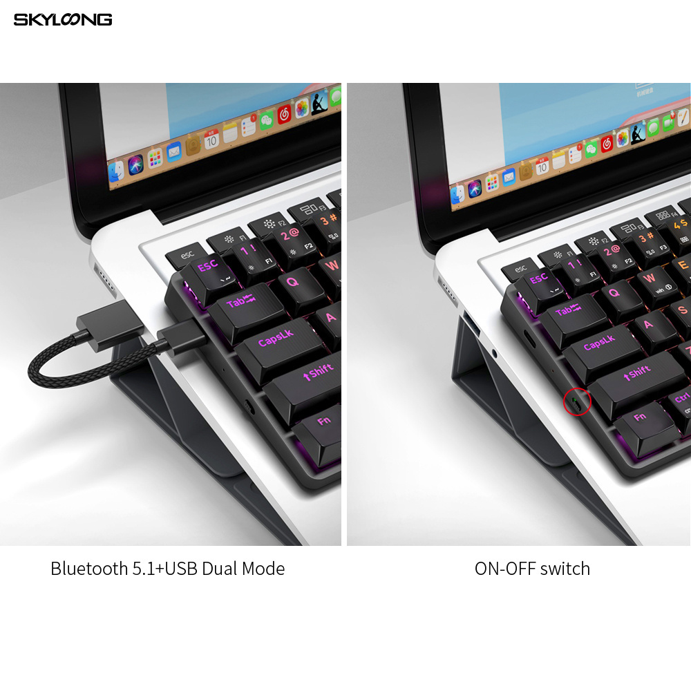 Skyloong newest launch gateron switch wireless 68key rgb low profile gaming mechanical keyboard NT68