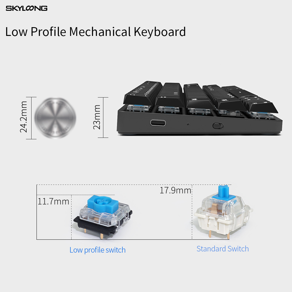 Skyloong newest launch gateron switch wireless 68key rgb low profile gaming mechanical keyboard NT68