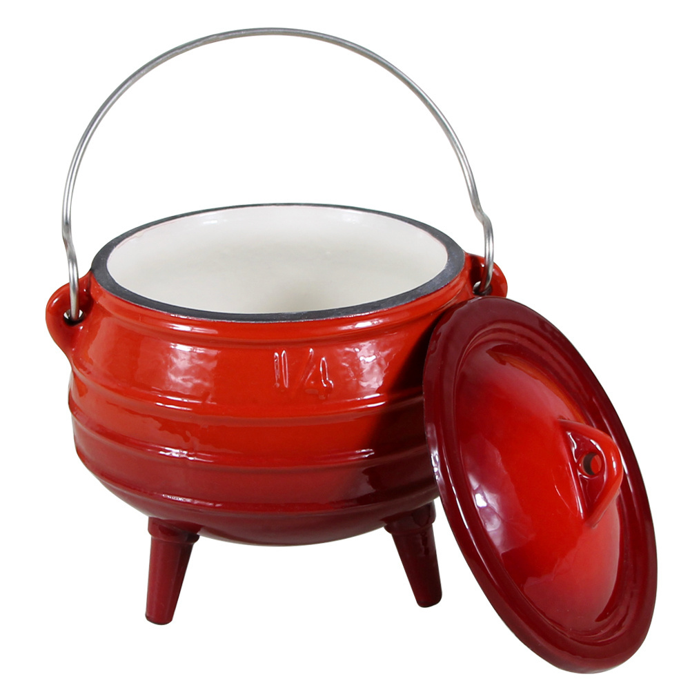 Factory supply  Cast Iron  Outdoor camping potjie pot enamel South African pot with three legs