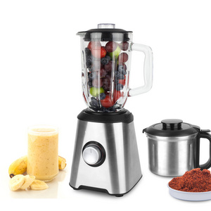 2020 New Design Multifunctional Food Processor Jar and Grinder Juicer and Grinder Stainless Steel Blender with Glass 2 in 1 1.25