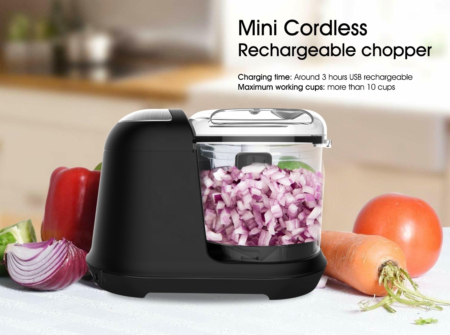 Mini Cordless Rechargeable vegetable electric food chopper