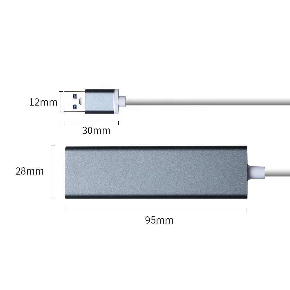 Portable USB 4 in 1 Hub 3 Ports USB 3.0 with LAN Port Multifunctional USB Adapter