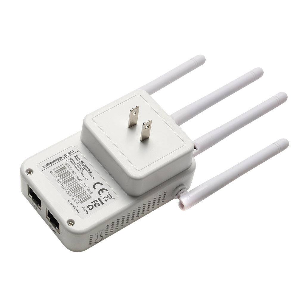 4 Antenna Wps 2.4G 5G 1200Mbps Long Range Dual Band WIFI Signal Amplifier Wireless Extender WIFI Booster 100M WIFI Extender