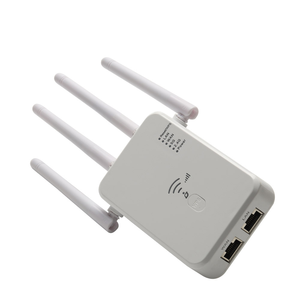 4 Antenna Wps 2.4G 5G 1200Mbps Long Range Dual Band WIFI Signal Amplifier Wireless Extender WIFI Booster 100M WIFI Extender