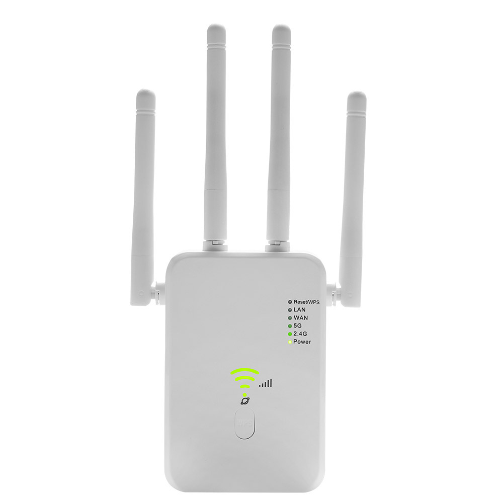 4 Antenna Wps 2.4G 5G 1200Mbps Long Range Dual Band WIFI Signal Amplifier Wireless Extender WIFI Booster 100M WIFI Extender