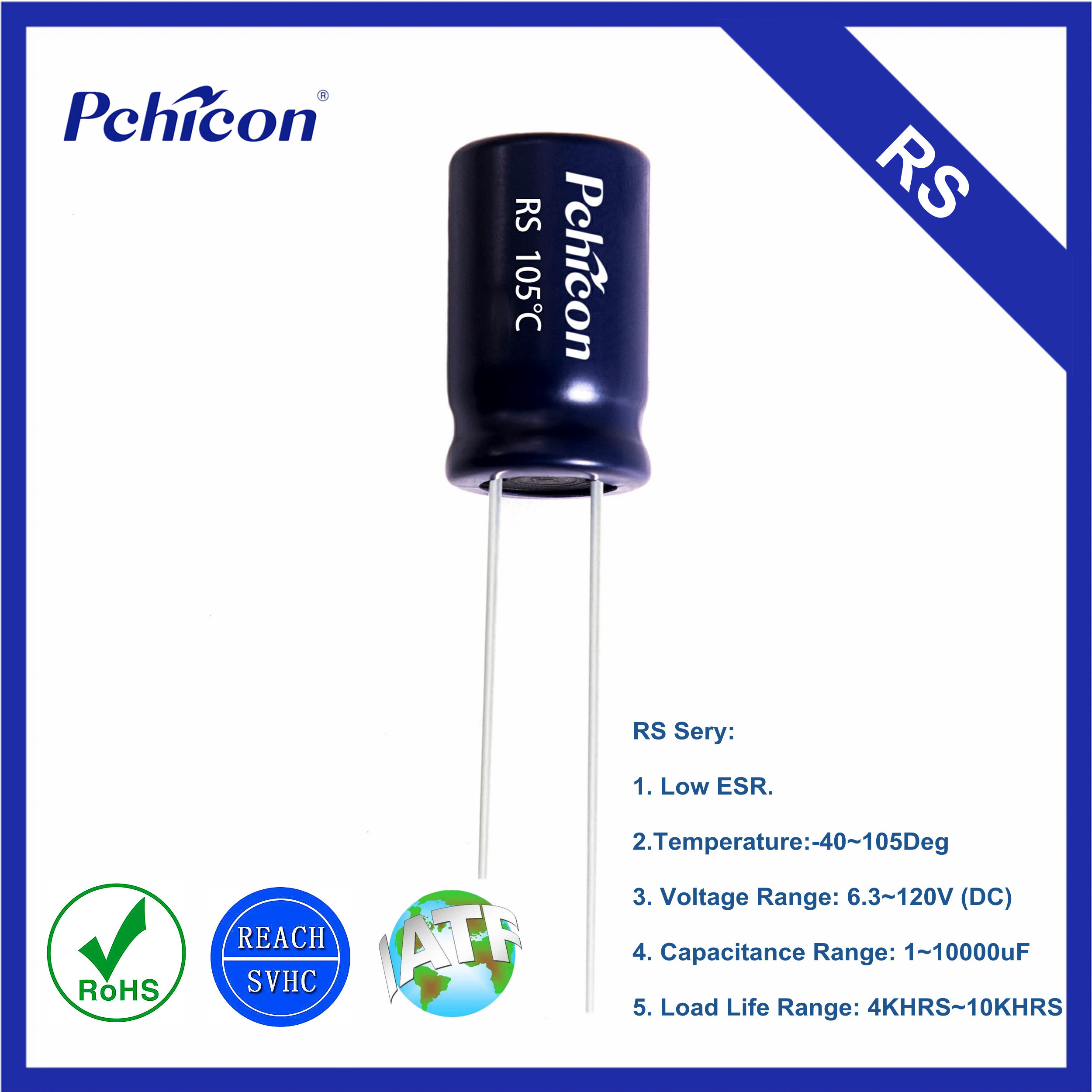 Pchicon 50V1500uF 16*25mm RS 8000hrs Radial Aluminum Electrolytic Capacitor Long Life Original Capacitor Manufacturer