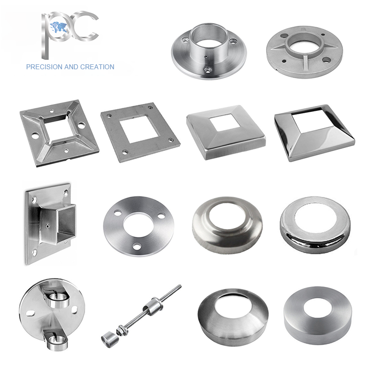 PC Metal Stainless Steel Balustrade Accessories Decorative Base Flange Cover Railing Base Cover For Staircase Balcony