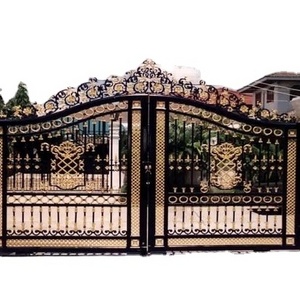 Steel Gates Wheel Security Door Modern Galvanized Steel Fence Gate Wrought Iron Main Gate Designs Steel Fence Panel for villas