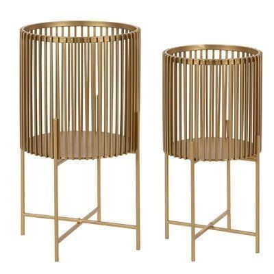 Gold Plant Pot Modern Planter with Gold Stand for Indoor Metal Flowers & Plants planter on stand Plant Trays Dishes in Garden