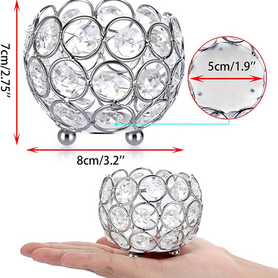 Set of 4 Crystal Bowl Tealight Holders/small Round Votive Candle Holders/Silver Crystal Tea Light Candle Lanterns Candle